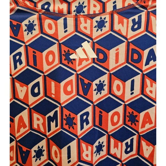 Adidas x Farm Rio Crop Long Sleeve Train Shirt Blue Red Kaleidoscope Size M NWT - Picture 9 of 13